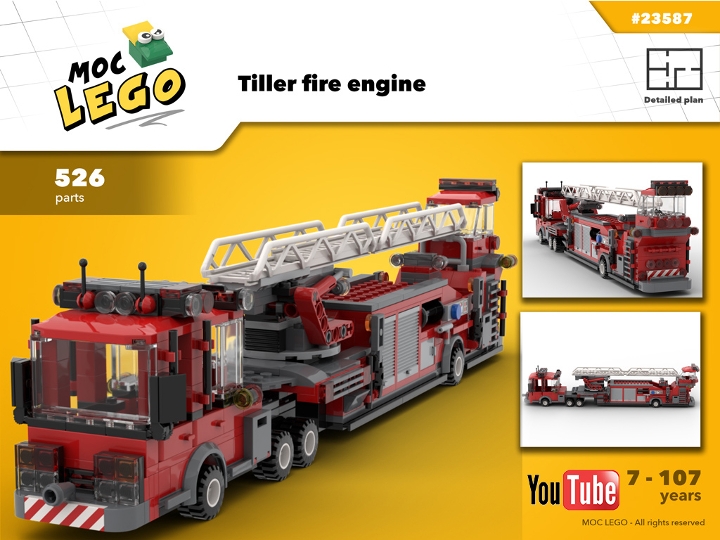 Tiller fire engine from BrickLink Studio [BrickLink]