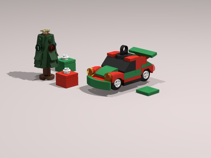 Classic Christmas Sports Car Ornament from BrickLink Studio [BrickLink]