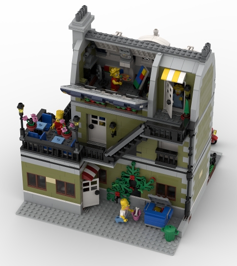 Parisian Restaurant with simpson family from BrickLink Studio [BrickLink]