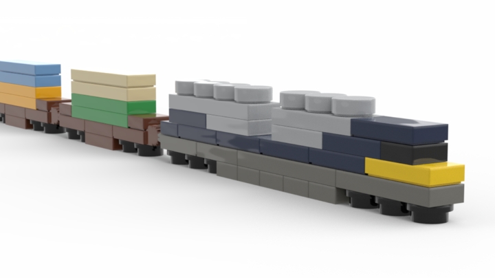 American train with wagons from BrickLink Studio [BrickLink]