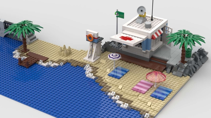 MOC Beach lifeguard - monorail from BrickLink Studio [BrickLink]