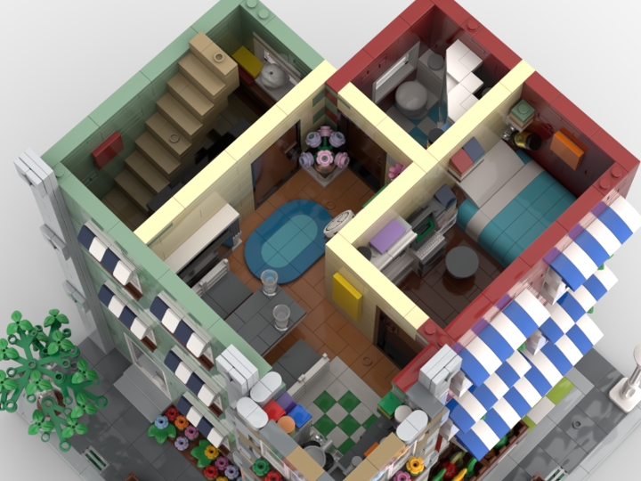 Grocery store & cafe from BrickLink Studio [BrickLink]