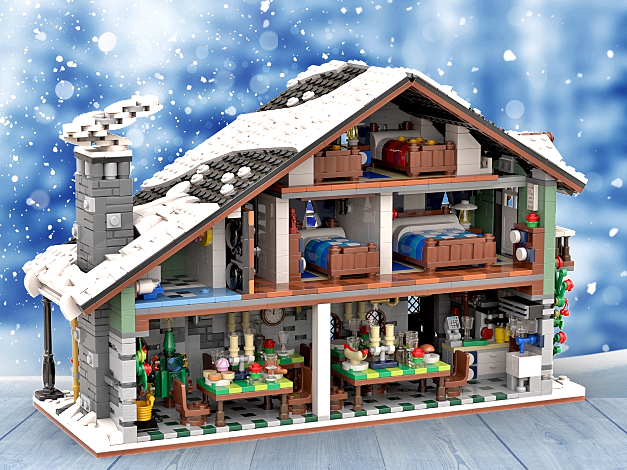 Winter Fish & Supply with Motorboat and Ice Fishing Shed] [BrickLink]