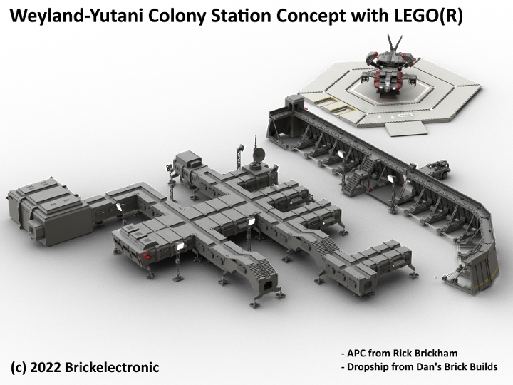 Colony Station Sample Layout with Dropship and APC from BrickLink
