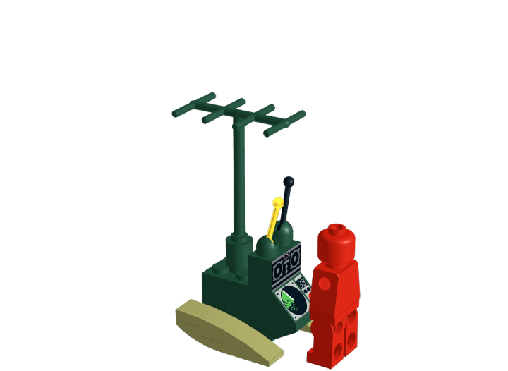miniature antenna tank{minifigure for scale} from BrickLink Studio