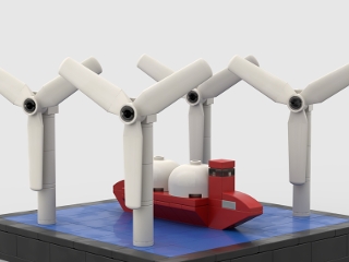 Wind Turbines and Boat moc from BrickLink Studio [BrickLink]
