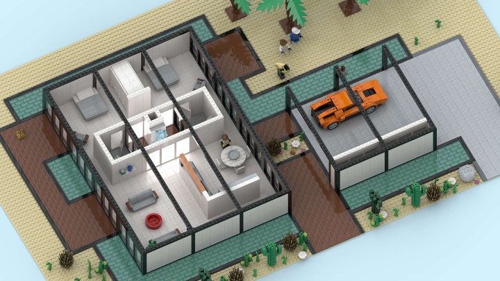 case study house 21 from BrickLink Studio [BrickLink]