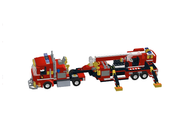 Transporter with Crane - Fire Dept v.1 from BrickLink Studio [BrickLink]