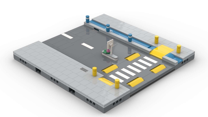 MILS Modified 32x32 Road Module Straight w Bike Ln Crosswalk