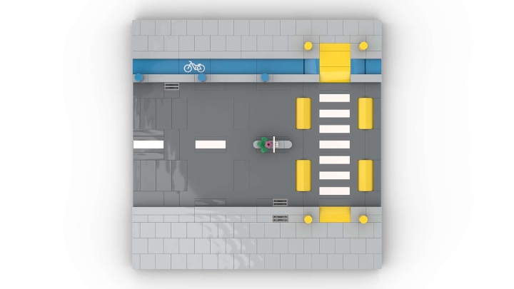 MILS Modified 32x32 Road Module Straight w Bike Ln Crosswalk