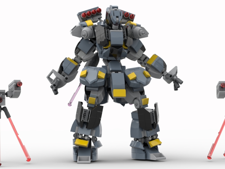 Space Ranger Mech Suit with enemies from BrickLink Studio [BrickLink]