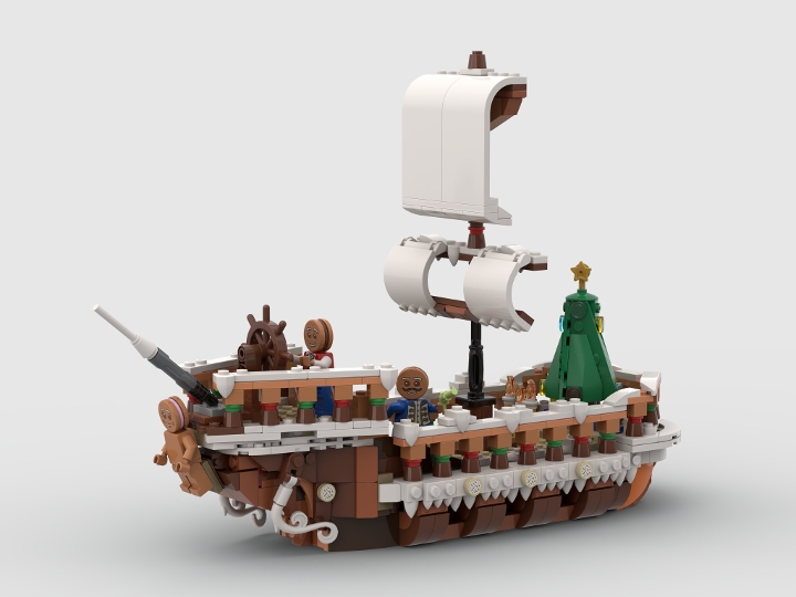Gingerbread pirate ship from BrickLink Studio [BrickLink]