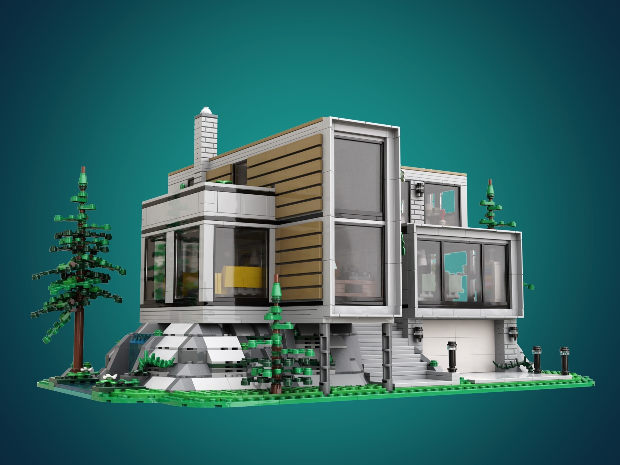 How to build a lego sales modern house