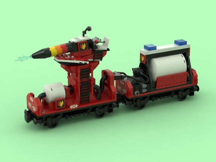 Firefighting train from BrickLink Studio [BrickLink]