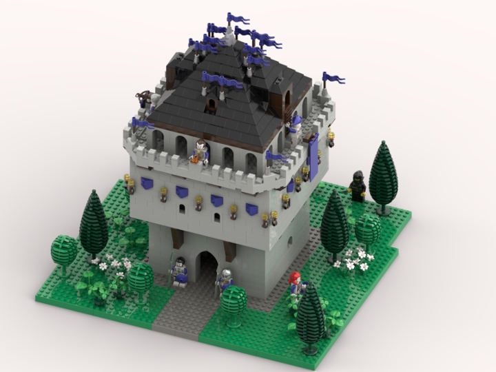Violet defense tower from BrickLink Studio [BrickLink]