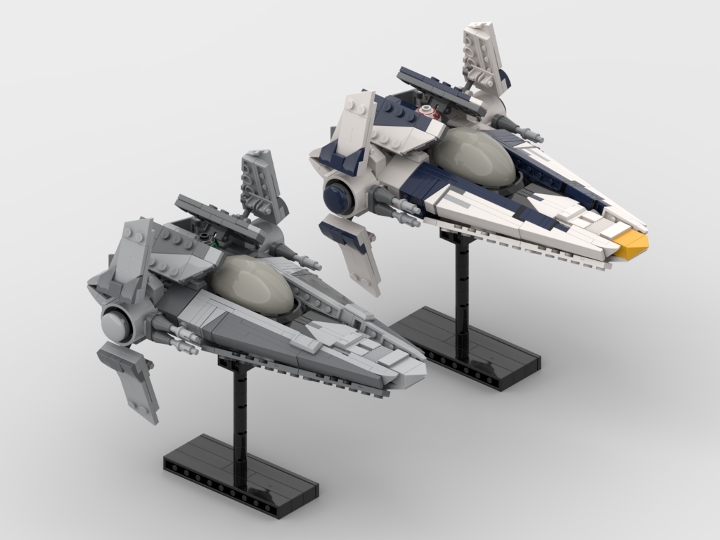 Gray Imperial and Blue Republic V Wing from BrickLink Studio [BrickLink]