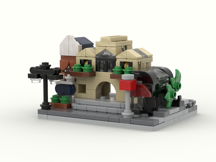 Mini Brick Cross Train Station from BrickLink Studio [BrickLink]