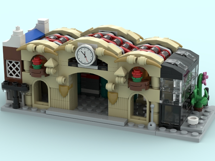 Brick Cross Train Station Mini Build from BrickLink Studio [BrickLink]