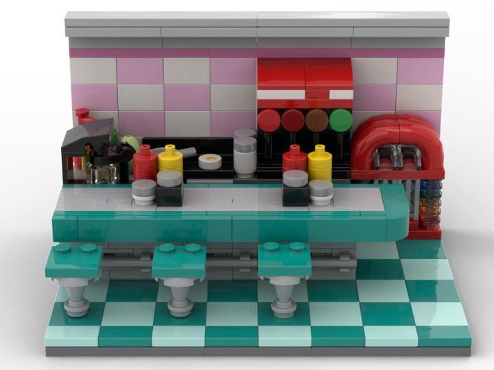 Diner interior from BrickLink Studio [BrickLink]