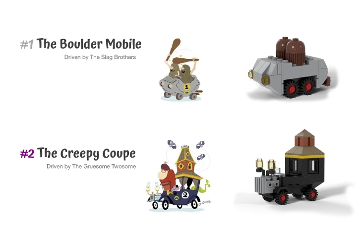 Wacky Races cars from BrickLink Studio [BrickLink]