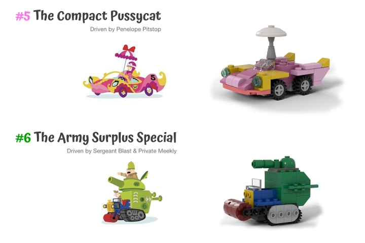 Wacky Races cars from BrickLink Studio [BrickLink]
