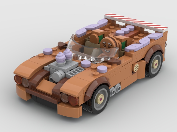 Gingerbread roadster from BrickLink Studio [BrickLink]