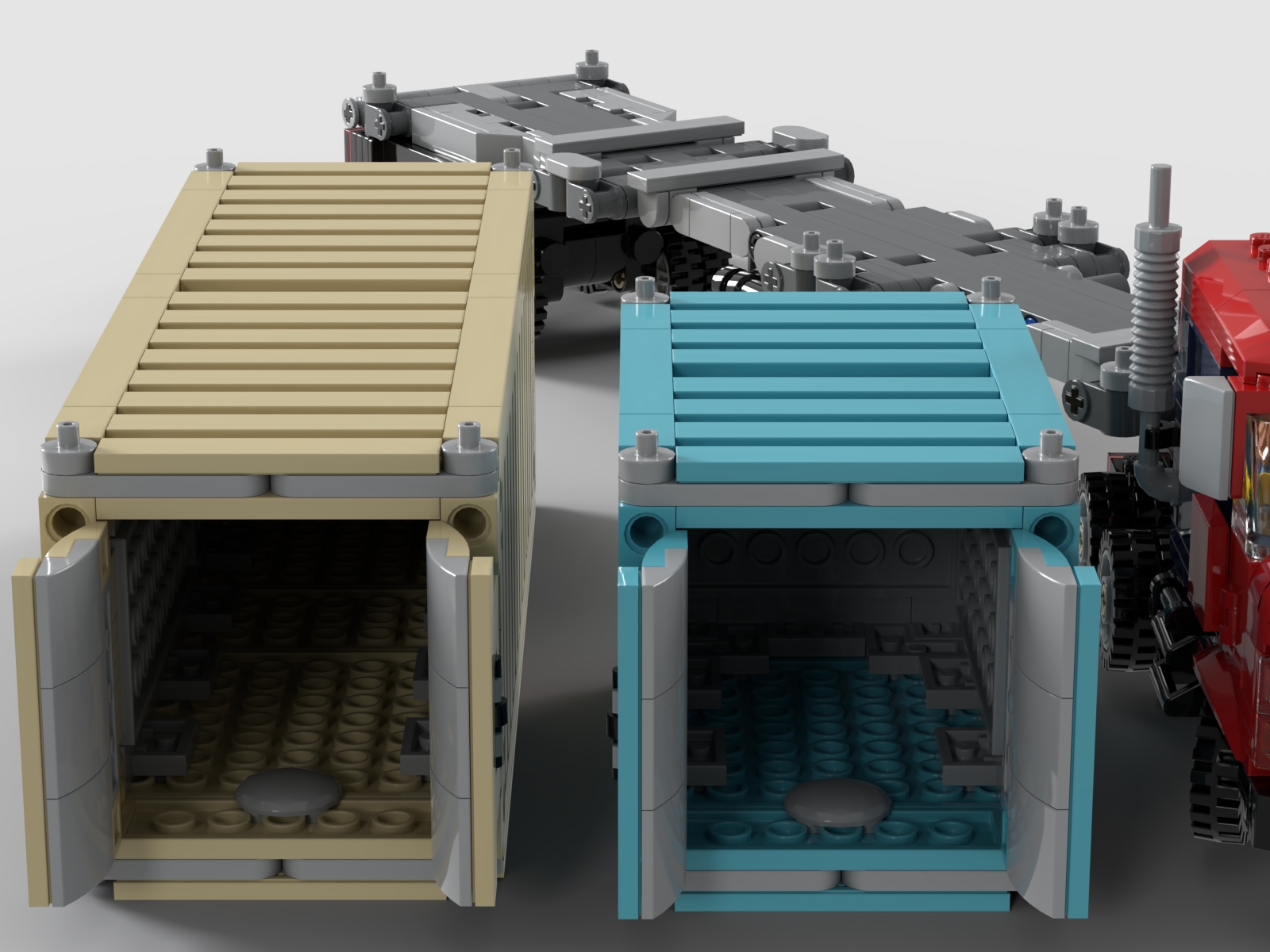 [Semi Truck Tractor and Trailer with connectible Containers] [BrickLink]