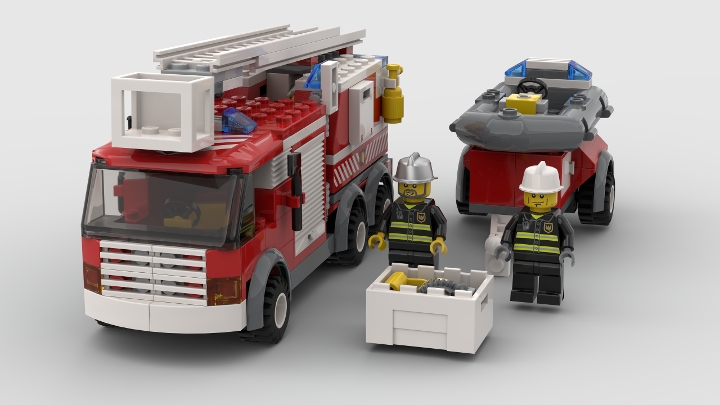 Fire Truck Set # 7239 from BrickLink Studio [BrickLink]