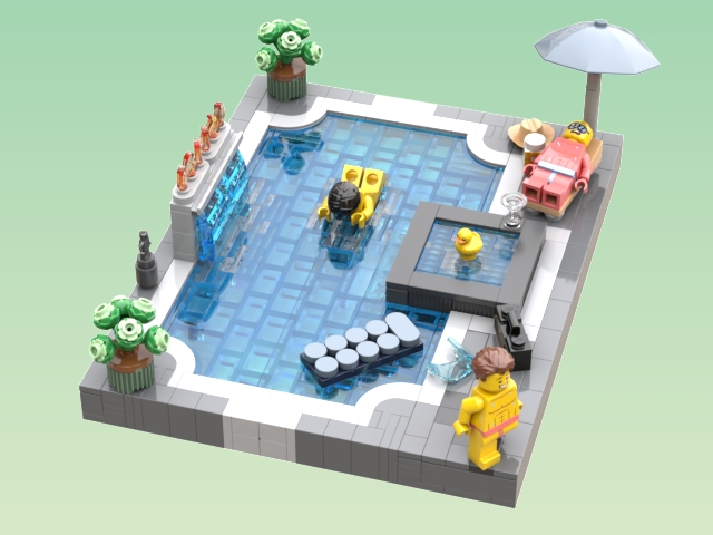Swimming pool scenery. from BrickLink Studio [BrickLink]
