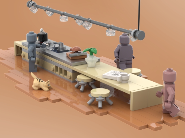 Minimalist kitchen/dining room area. from BrickLink Studio [BrickLink]