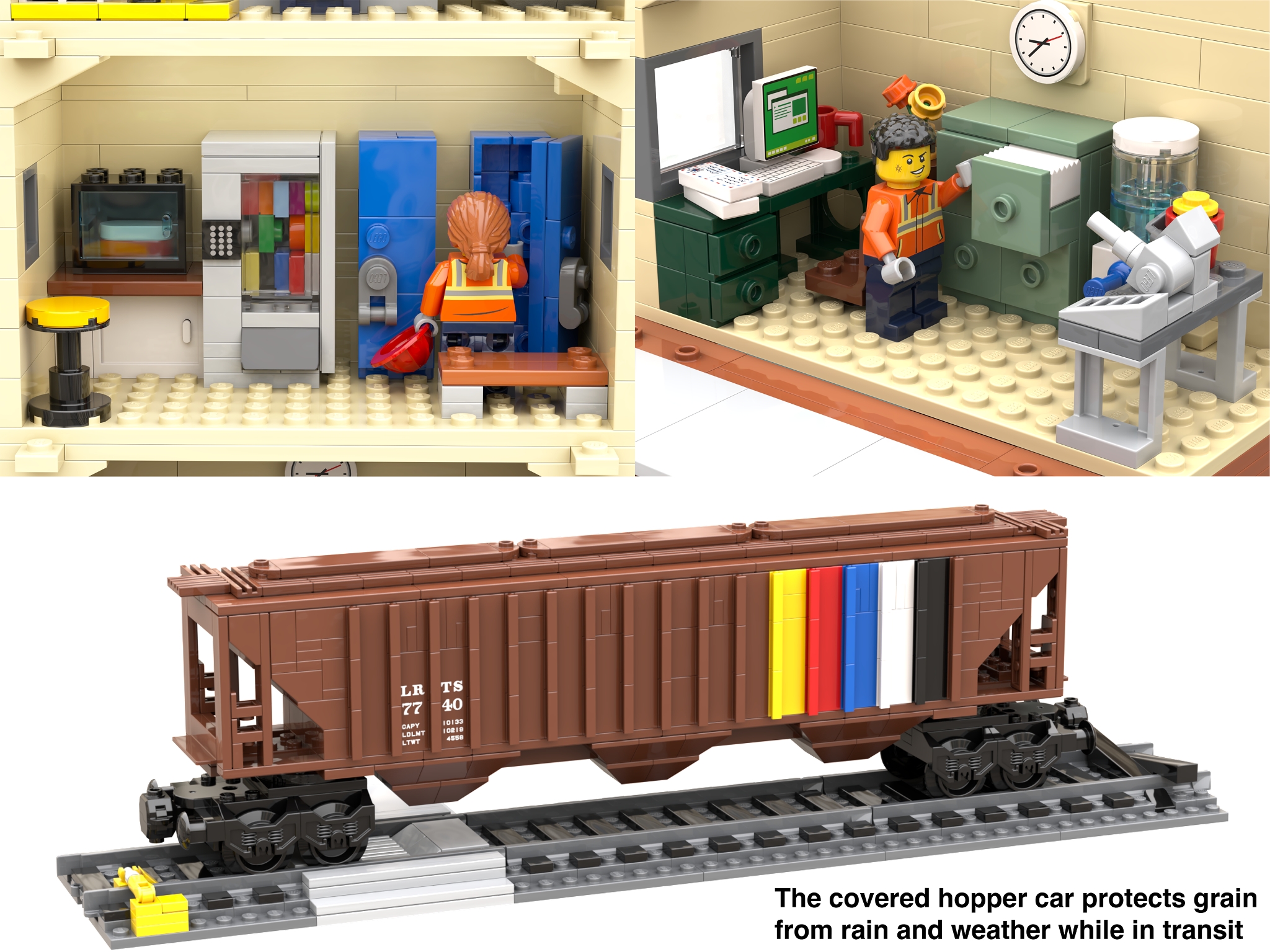 [ABS Grain Elevator and Hopper Car] [BrickLink]