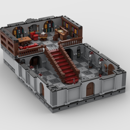 Entry hall and loft library from BrickLink Studio [BrickLink]