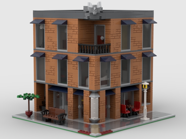 "The Shop" restaurant + apartments from BrickLink Studio [BrickLink]