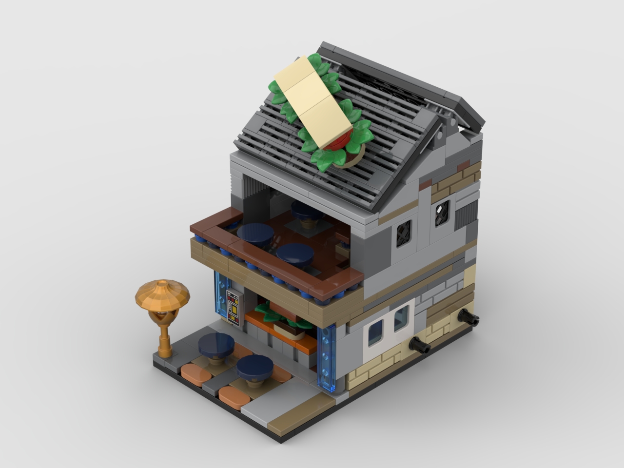 [Mini Restaurant Row with Pedestrian Street] [BrickLink]