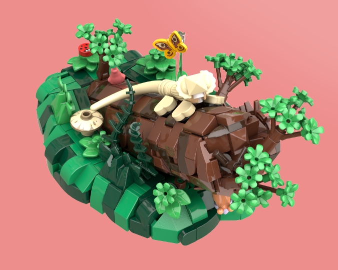Lizard on a log (bog scene). from BrickLink Studio [BrickLink]